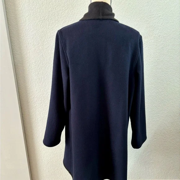 Sofia Cashmere navy and black fringe trim coat - Picture 7 of 11